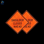 Roll Up Sign & Stand - 48 Inch Reflective Shoulder Closed Ahead Roll Up Traffic Sign